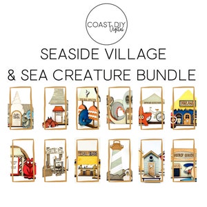 Seaside Village and Sea Creature Bundle | Seaside Village | Laser File | SVG | Glowforge Ready