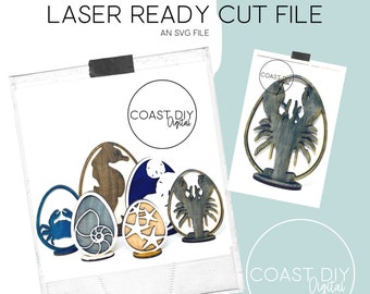 Sea Creature Coastal Eggs  SVG File|Laser cut file|3D|Download|Glowforge|Spring | Easter