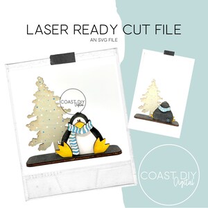 Sjaal Pinguïn en Boom Laserbestand | Glowforge-klaar | Laserbestand | SVG | Winter
