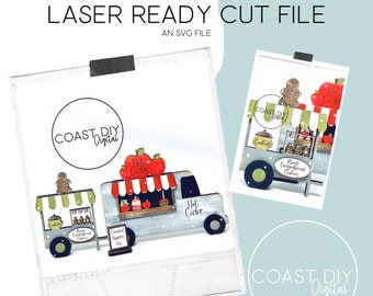 Christmas Village Cider Food Truck & Gingerbread Cart | Interlocking | Glowforge Ready | Laser File