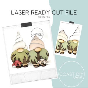 Seashell Gnome Couple Laser File BUNDLE |  Glowforge Ready | Laser File | SVG | Shelf Decor | Crabs