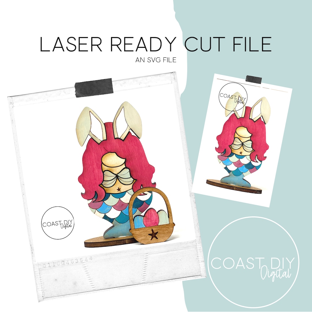 Mermaid Bunny Gnome SVG File | Digital Download | Glowforge | Laser ...