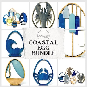 Bundle of Coastal Eggs  SVG File|Laser cut file|3D|Download|Glowforge|Spring | Easter | Nautical