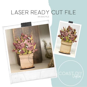 Lavendel Crock Shelf Sitter digitaal SVG-bestand | Klaar voor Glowforge | Bloemen