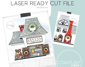 Christmas Village Santa's Workshop | Elves| Glowforge Ready | Laser File | Toys