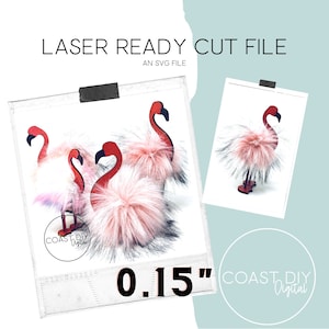 Pom Pom Flamingo 0.15&quot; Wooden Add On SVG File | Digital Download | Glowforge | Laser File