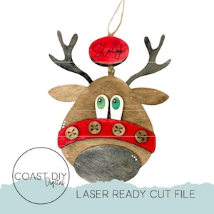 Time to Sleigh Reindeer Ornament SVG Digital File | Glowforge Ready | Laser | Christmas | Ornament
