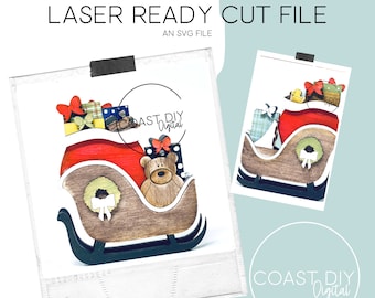Christmas Village Santa&#39;s Sleigh | Presents| Glowforge Ready | Laser File