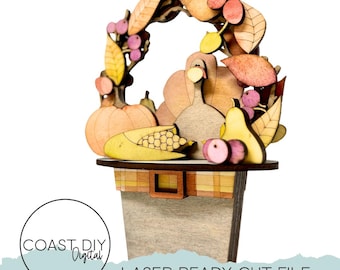 Pilgrim Hat Shelf Sitter | Glowforge Ready | Fall Leaves | Thanksgiving  Laser Cut File | Turkey