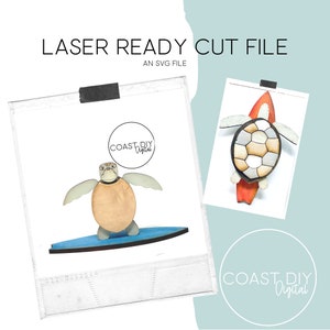 Pair Surfing Sea Turtles Laser File |  Glowforge Ready | Laser File | SVG