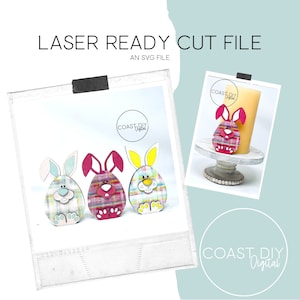 File SVG Egg Bunny Trio / Download digitale / Glowforge / File Laser / Coniglietto