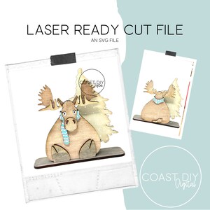 Sjaal eland en boom laserbestand | Glowforge-klaar | Laserbestand | SVG | Winter