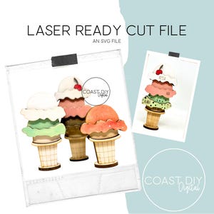 Ice Cream Shelf Sitters digitaal SVG-bestand | Klaar voor Glowforge | Laser | Achternamen