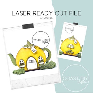 Klopfer Teestube Frühlingsdorf | Teebeutel | Glowforge Ready | Laser Datei | Abgestuftes Tablett Dekor| Regal Sitter
