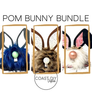 BUNDLE Pom Pom Bunny in legno Aggiungi file SVG / Download digitale / Glowforge / File laser / Coniglietto