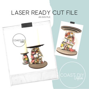 Wildflower kaarshouder SVG digitaal bestand | Glowforge-klaar | Madeliefje | Zonnehoed