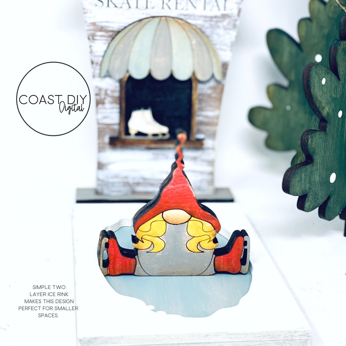 Christmas Village Ice Skating Rink Elves Ready Etsy