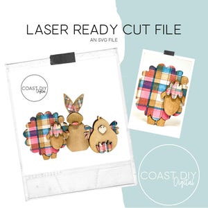 Fichier SVG animaux printanier à carreaux|Fichier découpé au laser|3D|Télécharger|Glowforge|Printemps | Pâques