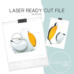 Pellicano / Villaggio sul mare / File Laser / SVG / Glowforge Ready