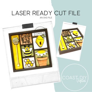 Bee Kind Insert for Interchangeable Shadow Box | Glowforge Ready | Laser File | Shelf Sitter
