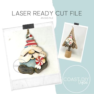 Peppermint Gnome SVG Digital Files | Glowforge Ready | Laser | Ornament Shelf Sitter
