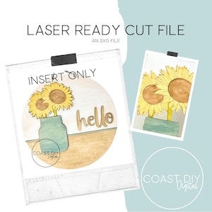 Glaseinsatz: Sonnenblumen für Schild & Shelf Sitter | Dimensionale SVG Digitale Datei | Glowforge bereit