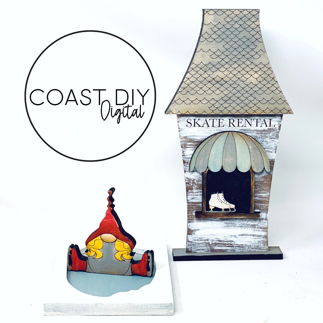 Christmas Village Ice Skating Rink Elves Ready Etsy