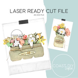 Wildflower potten SVG digitaal bestand | Glowforge-klaar | Mason-pot