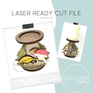 Woodland Mushroom Kaarshouder SVG Digitaal Bestand | Glowforge-klaar | Varen