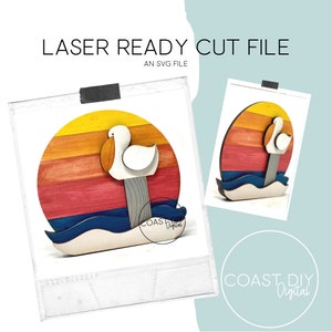 Pelican Sunset Shelf Sitter Laserdatei | Glowforge bereit | Laserdatei | SVG