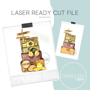 Travel Stack of Vintage Suitcases Shelf Sitter SVG Digital File | Glowforge Ready | Laser