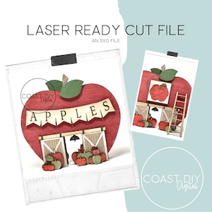 Apple Barn | Orchard | Fall | Glowforge Ready | Laser File | Ladder