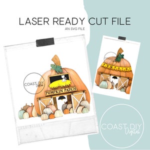 Pumpkin Patch Barn | Spooky Village | Halloween | Glowforge Ready | Laser File | Cat
