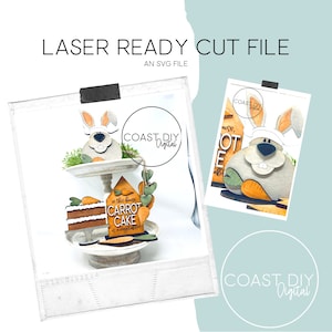 Set vassoio a strati per torta di carote File SVG / Download digitale / Glowforge / File laser / Bunny Chef