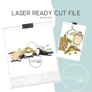 Trio of Sea Turtle Ornaments Laser File |  Glowforge Ready | Laser File | SVG