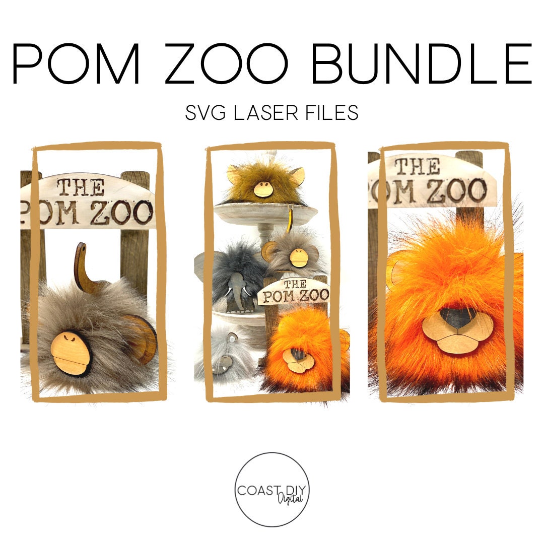 Pom Pom ZOO BUNDLE Wooden Add on SVG File | Digital Download