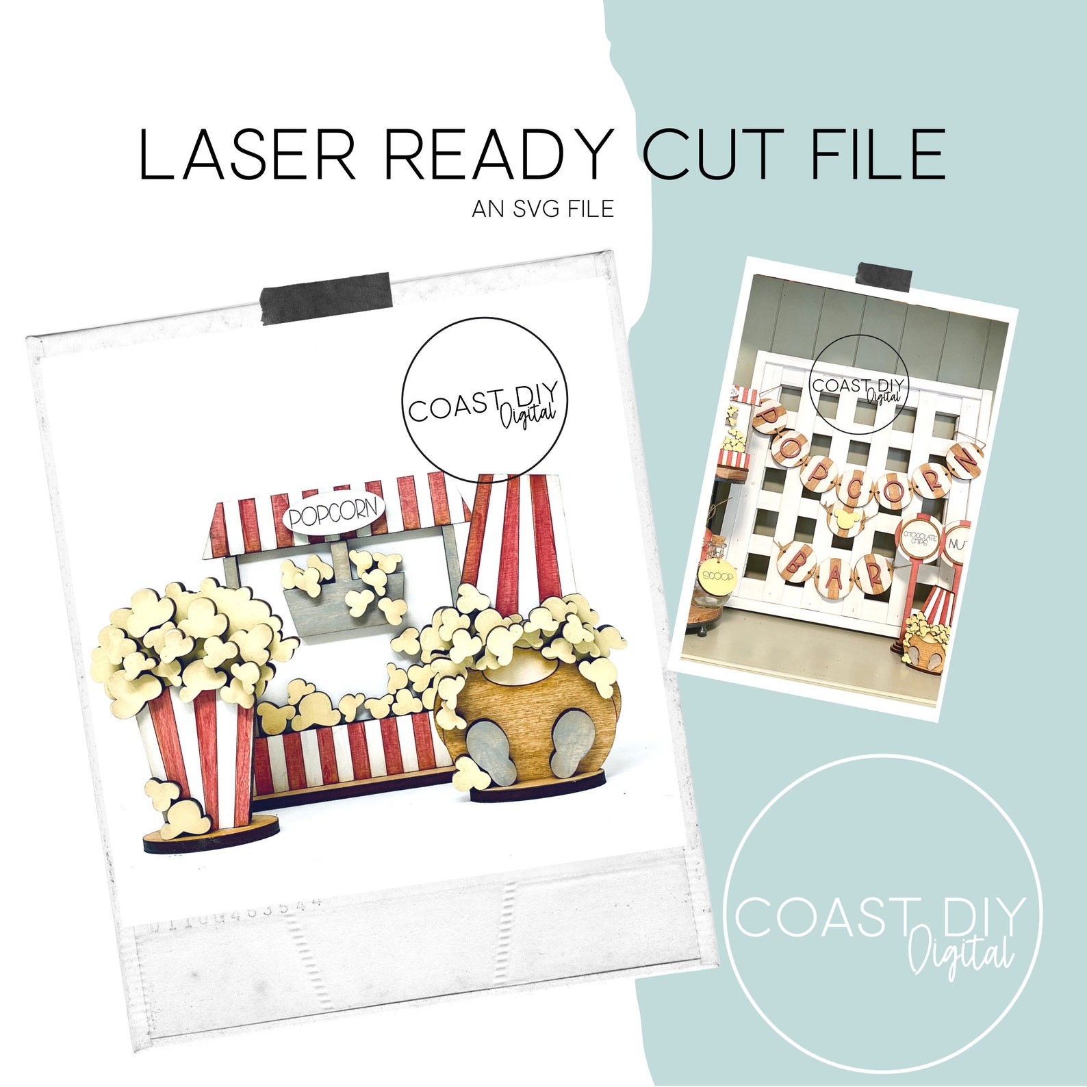 Popcorn Bar SVG Digital Download Theater Room Tiered Tray Etsy