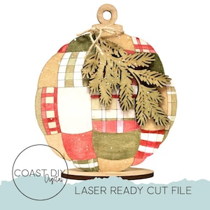 Bubbelquiltprydnad, hyllsitter, klippfil | SVG | Glowforge-klar | Flanellpläd, cederträ