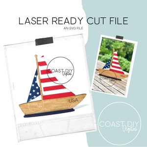 Patriotic Sailboat Svg File | Glowforge Ready | Digital Download | SVG File | USA