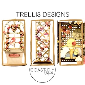 BUNDLE of Trellis Designs  |  Glowforge Ready | Laser File | Flowers Butterfly