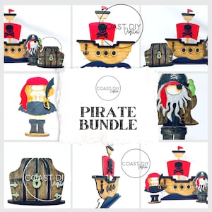 Pirate Bundle SVG Digital File | Glowforge Ready | Laser | Ship | Pirate Gnomes | Treasure Chest