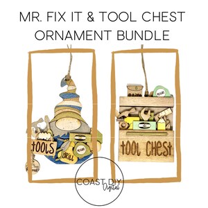 Mr. Fix It and Tool Chest ORNAMENT BUNDLE Maker SVG Digital File | Glowforge Ready | Laser | Gnome