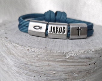 Kommunion Armband Junge Mädchen personalisiert, Wunschgravur, Geschenk zum Geburtstag, Taufe, Firmung