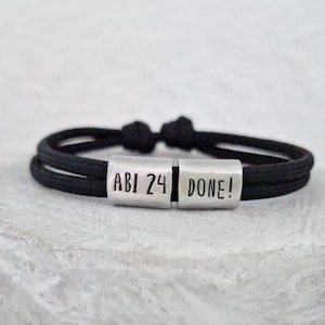 Armband Abitur personalisiert – Segeltau Armband – Abitur 2025 – Geschenk Schulabschluss Matura – von Hand geprägt