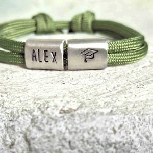 Abi Armband personalisiert  – Segeltau Armband – Geschenk Abi 2025 – Geschenk Schulabschluss Matura Abitur – Gravur von Hand gemacht
