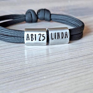 Abitur 2025 Armband mit Namen, personalisiertes Geschenk zum Schulabschluss  – Segeltau Armband – Abi 25  Matura – Gravur Hand gestempelt