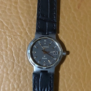 Vintage Longines quartz watch / Longines Ti Conquest Ti for women 24mm with leather Band / Vintage women watch Longines
