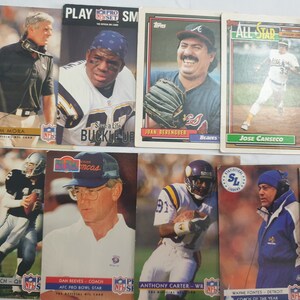 May include: A collection of 10 sports trading cards featuring various baseball players. The cards are in mint condition and feature colorful images of the players in action. The cards are from different years and feature different players from different teams.