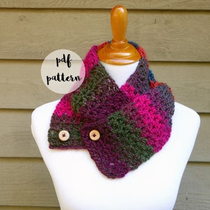 PDF Crochet Pattern-Autumn Gems Button Scarf