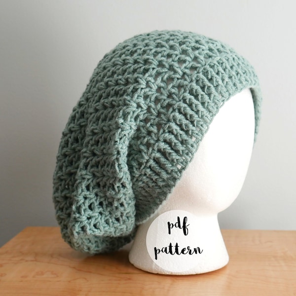 PDF Crochet Pattern-Easy Crochet Slouchy Beanie